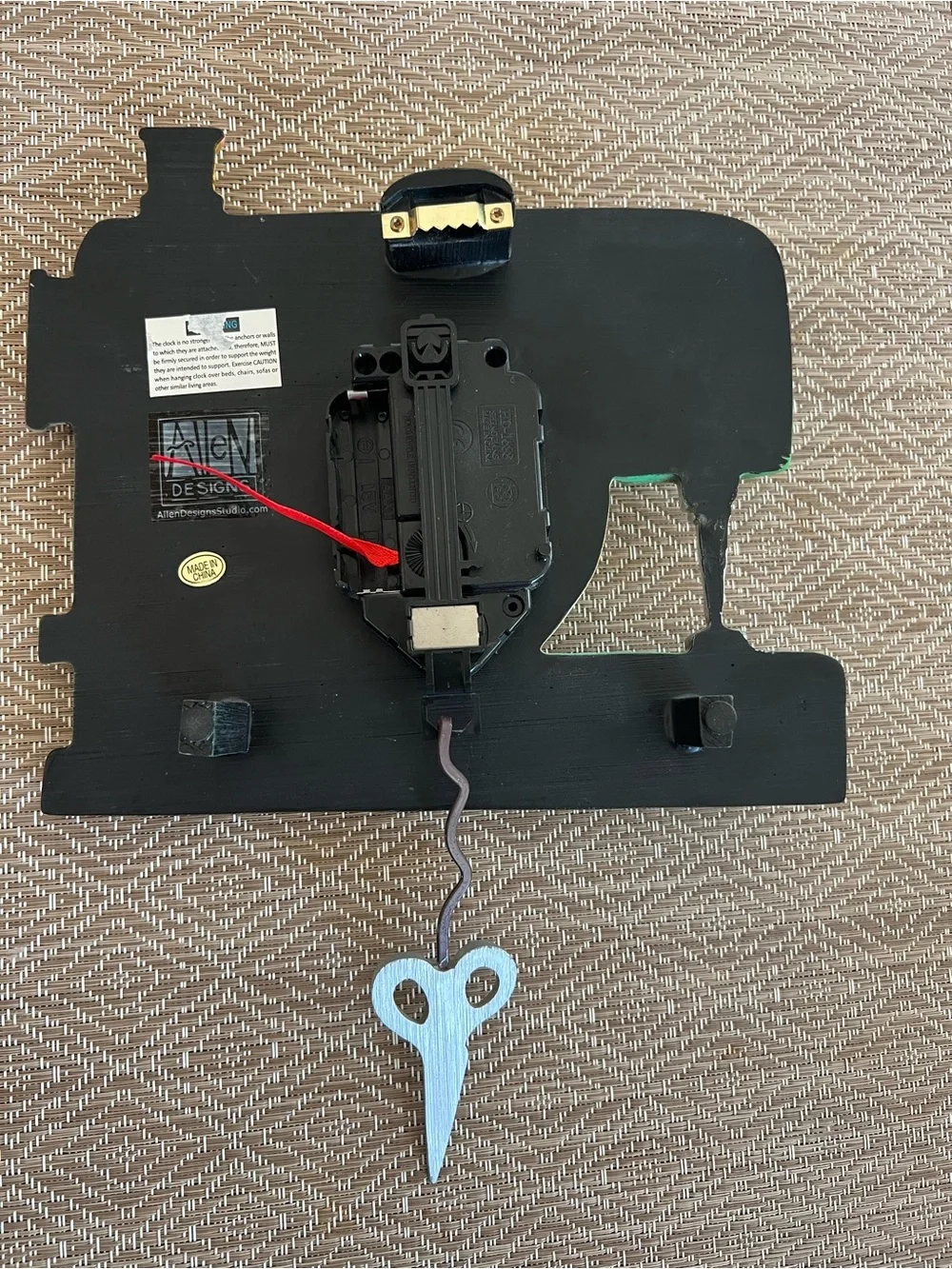 Mint Sewing Machine Wall Clock with Pink Accents